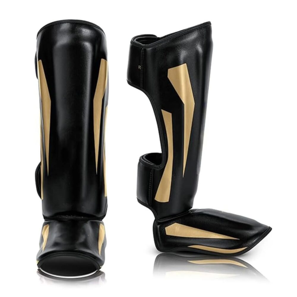 Martial Arts Shin Guards,Microfiber Leather, Padded, Adjustable Leg Guards with Instep Protection for Muay Thai, Kickboxing, MMA Training, Sparring, Professional Boxing Equipment