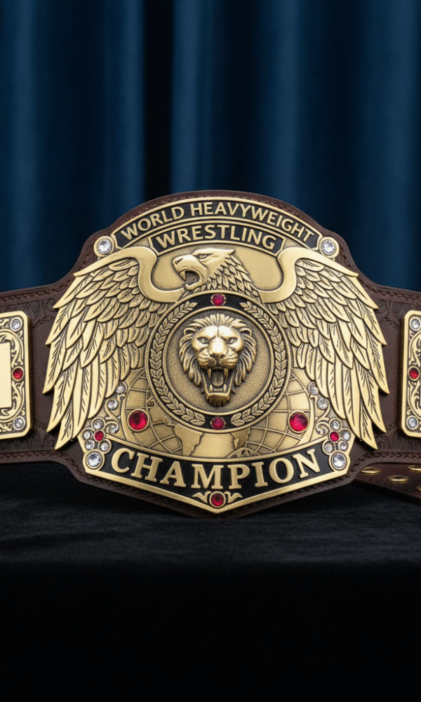 Big Gold Real Leather Dual Plate Wrestling Belt