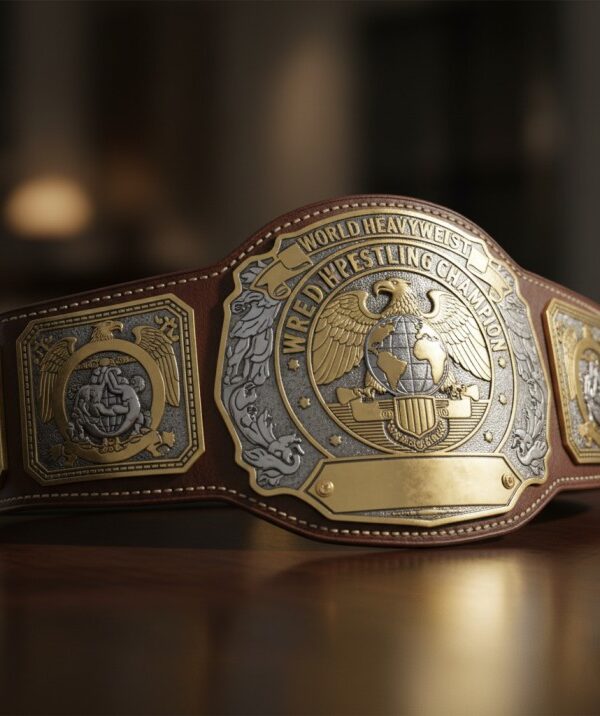 Big Gold Adult Replica Real Leather Dual Plate Belt